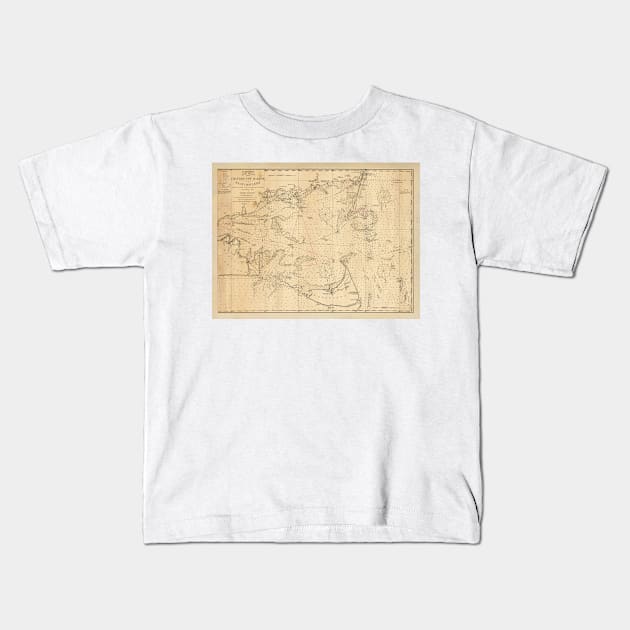 Old Nantucket & Cape Cod Map (1894) Vintage Coastal Massachusetts Chart Kids T-Shirt by Bravuramedia